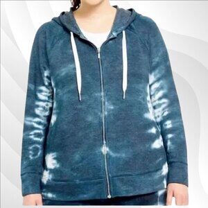 2/$30 Lane Bryant Livi Activewear Tie Dye Full Zip Hoodie Blue/White Size 22/24
